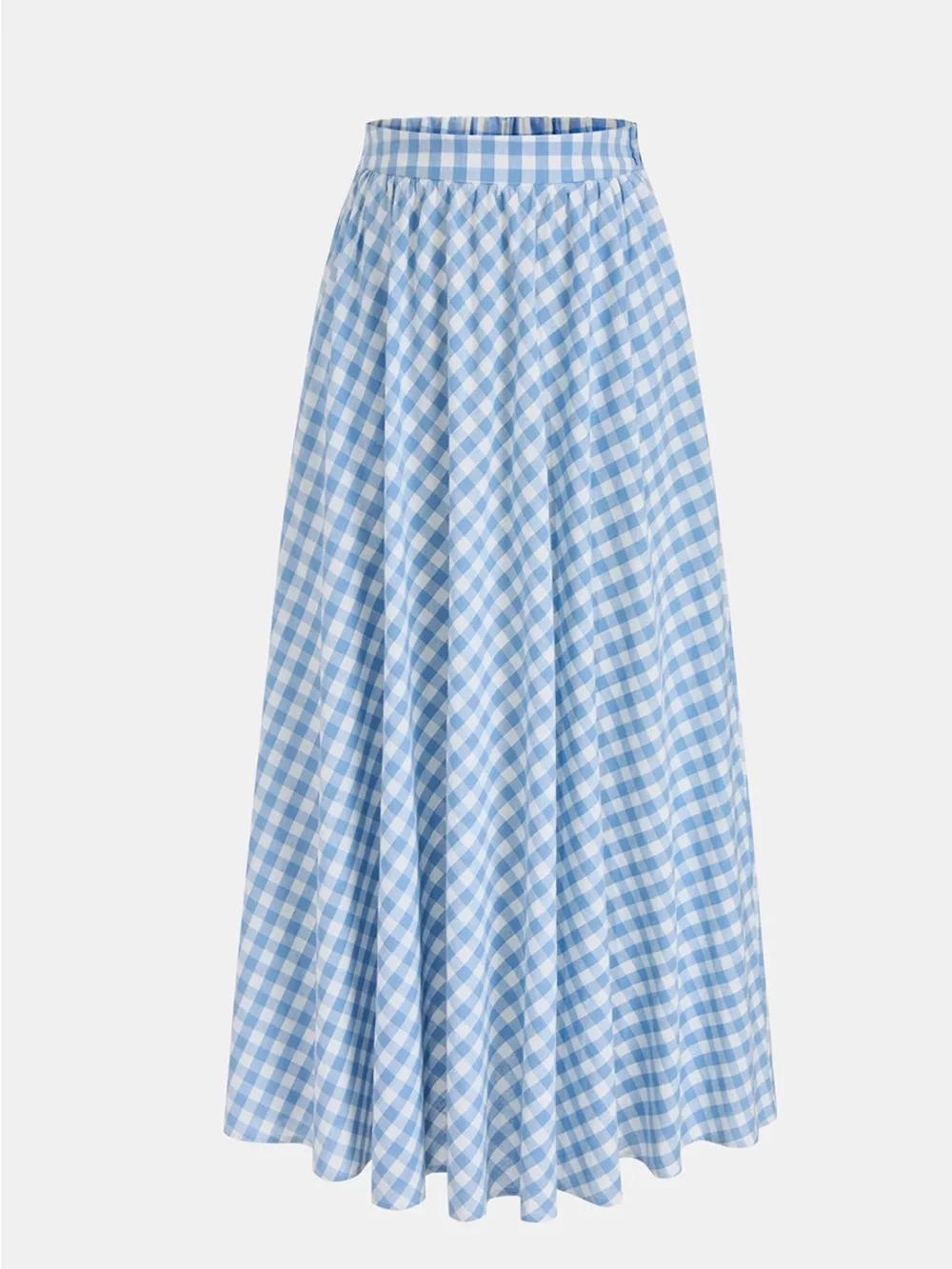 Commense Blue Gingham Two-Piece Skirt Set - Women's XS